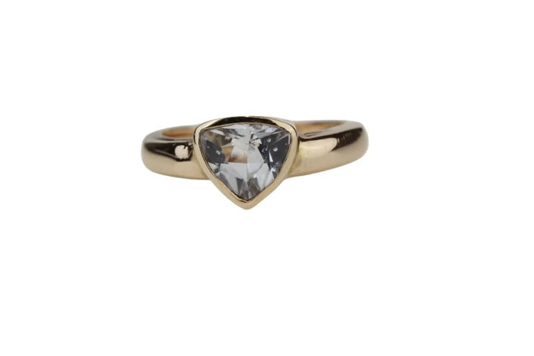 Bague 52 Bague trillion en or rose 18K et aigue-marine 58 Facettes