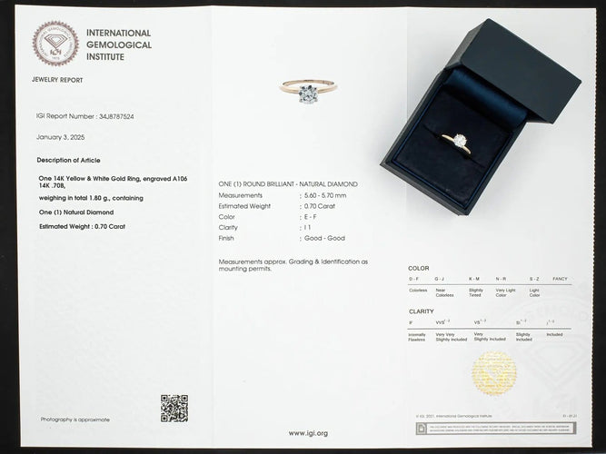 Bague 52 Bague en or 14 carats - Solitaire diamant 0,70 ct 58 Facettes AG30