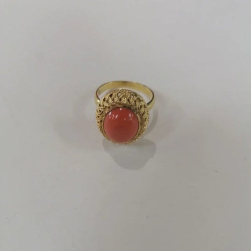 Bague 55 Bague corail en or jaune 750 58 Facettes