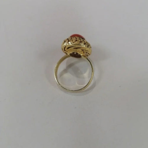 Bague 55 Bague corail en or jaune 750 58 Facettes
