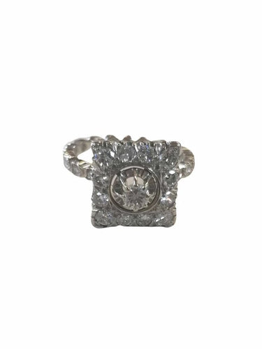Bague 57 Bague rétro en or gris 750 sertie de diamants 58 Facettes