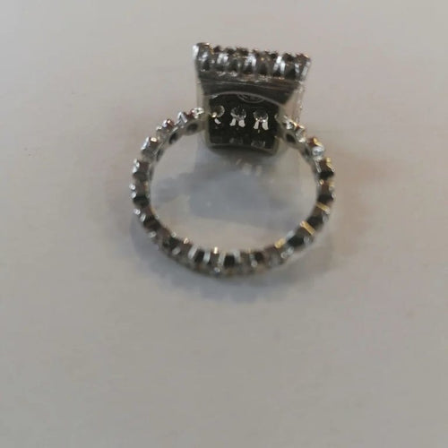 Bague 57 Bague rétro en or gris 750 sertie de diamants 58 Facettes