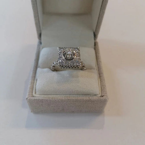 Bague 57 Bague rétro en or gris 750 sertie de diamants 58 Facettes