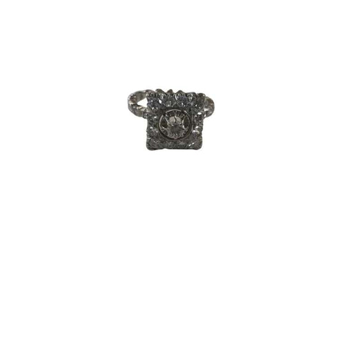 Bague 57 Bague rétro en or gris 750 sertie de diamants 58 Facettes