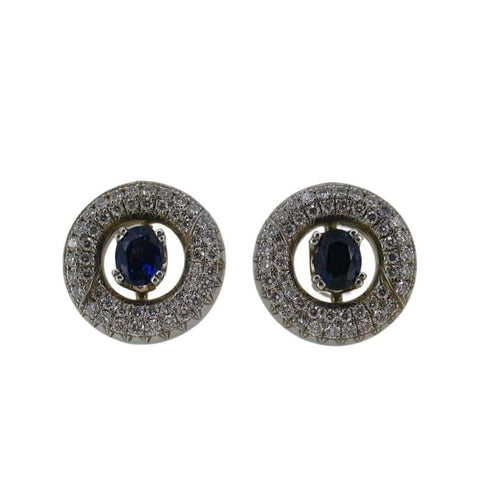 Boucles d'oreilles Boucles d’oreilles rosettes - Saphirs et diamants en or blanc 18 carats 58 Facettes