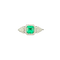 Bague 54 Bague en or blanc 18 kt avec émeraude de Colombie et diamants 58 Facettes