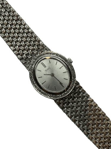 Montre Piaget - Montre vintage elliptique en or blanc 18K et diamants 58 Facettes