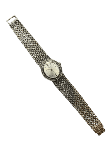 Montre Piaget - Montre vintage elliptique en or blanc 18K et diamants 58 Facettes