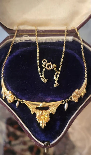 Collier Collier Art nouveau en or jaune 18 carats et perles 58 Facettes