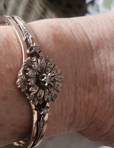 Bracelet Napoléon III - Bracelet en or rose 18 carats, argent et diamants 58 Facettes