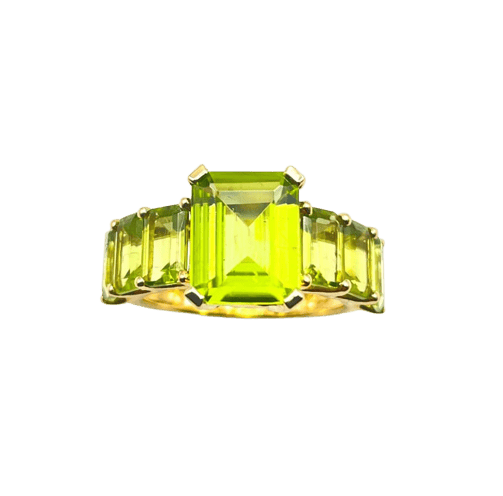 Bague 54 Bague péridots taille émeraude en or jaune 58 Facettes