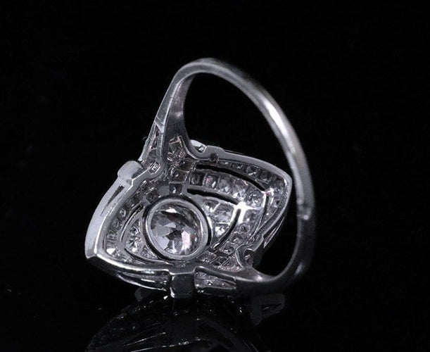 Bague 59 Art déco - Bague marquise en platine et diamants 58 Facettes