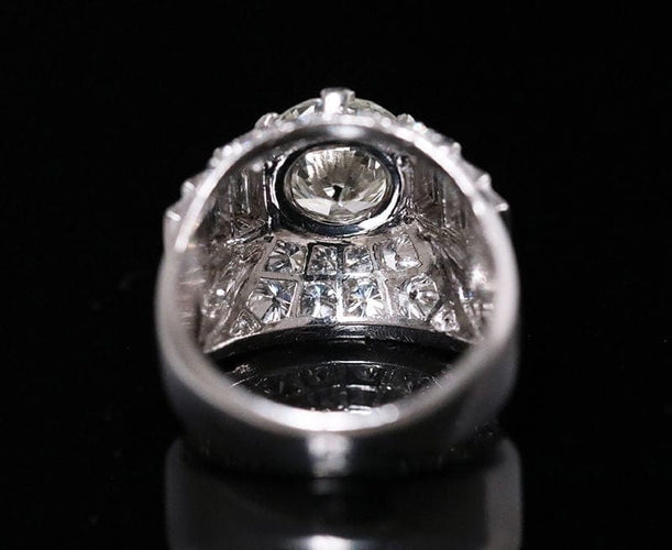 Bague 51 Bague Art déco moderniste en platine et diamants 58 Facettes