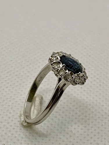Bague 54 Bague vintage en or blanc 18 carats saphir et diamants 58 Facettes