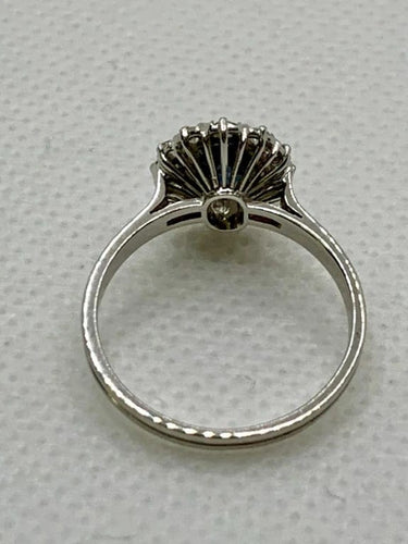 Bague 54 Bague vintage en or blanc 18 carats saphir et diamants 58 Facettes