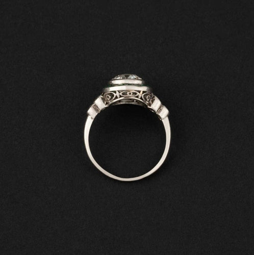 Bague 50 Art Déco - Bague en platine avec diamant et émeraudes 58 Facettes 4428