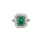 Bague 51 Bague marguerite Art déco en platine avec émeraude et diamants 58 Facettes A3100