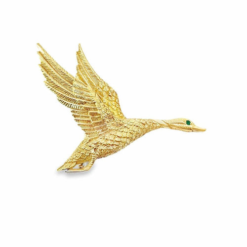 Broche Hermès - Broche Canard en vol en or 18 carats 58 Facettes