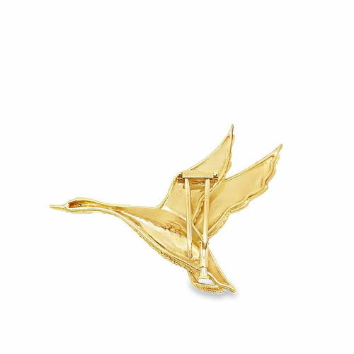 Broche Hermès - Broche Canard en vol en or 18 carats 58 Facettes