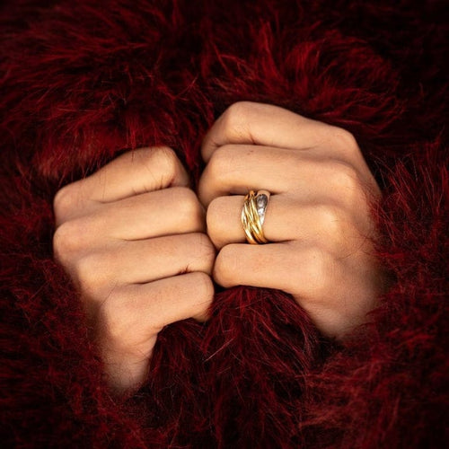 Bague 54 Cartier Trinity La Belle - Bague en trois ors et diamant 58 Facettes