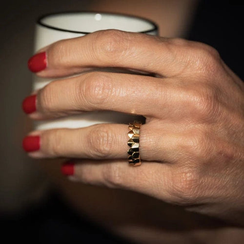Bague 53 Fred Une île d’or - Bague 2 rangs en or jaune 18 ct 58 Facettes
