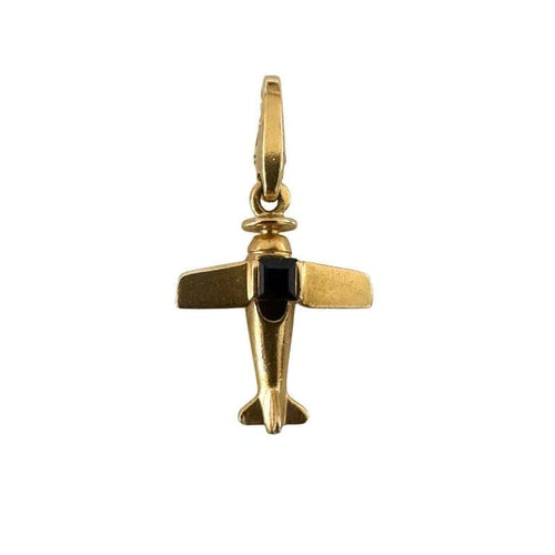 Pendentif Cartier - Pendentif avion en or jaune et saphir 58 Facettes