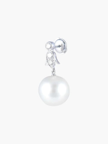 Boucles d'oreilles Boucles d’oreilles pendantes - Perles des mers du Sud en or blanc 18 carats et diamants 58 Facettes