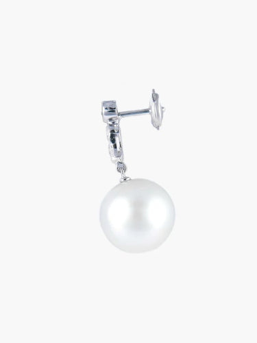 Boucles d'oreilles Boucles d’oreilles pendantes - Perles des mers du Sud en or blanc 18 carats et diamants 58 Facettes