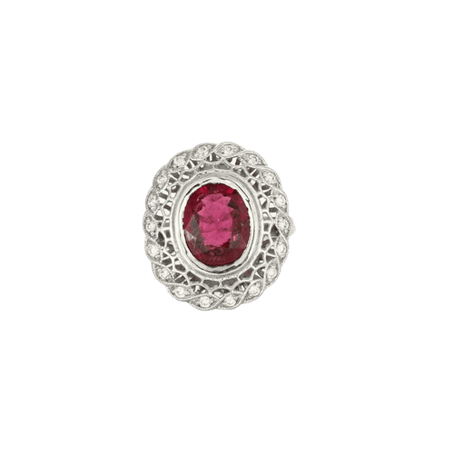 Bague 54 Bague rubellite et diamants en or blanc 58 Facettes