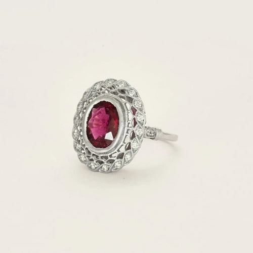 Bague 54 Bague rubellite et diamants en or blanc 58 Facettes