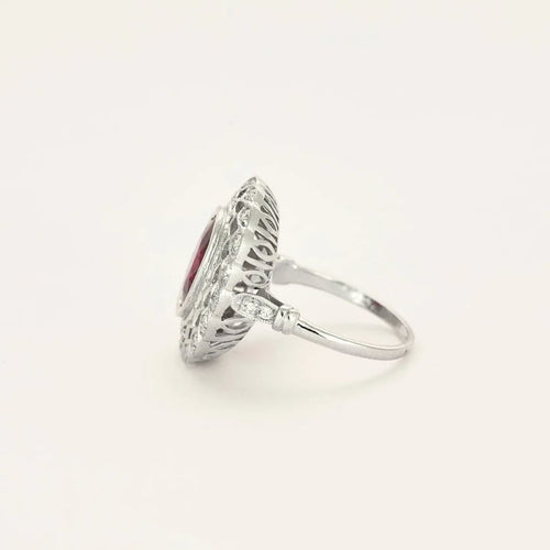 Bague 54 Bague rubellite et diamants en or blanc 58 Facettes