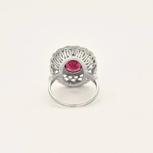 Bague 54 Bague rubellite et diamants en or blanc 58 Facettes