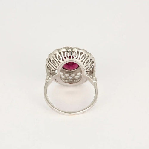 Bague 54 Bague en or blanc 18K avec rubellite et diamants 58 Facettes