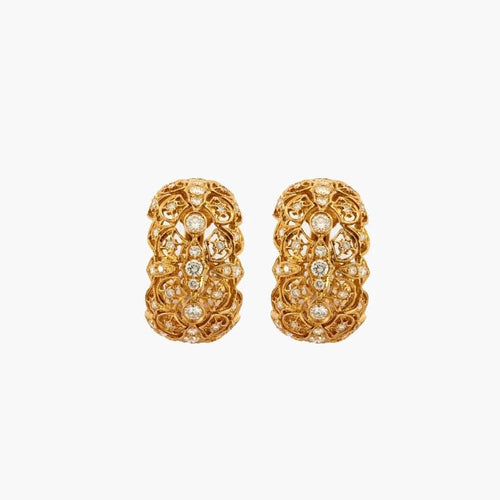 Boucles d'oreilles Boucles d’oreilles clips dentelle en or jaune 18 K et diamants 58 Facettes