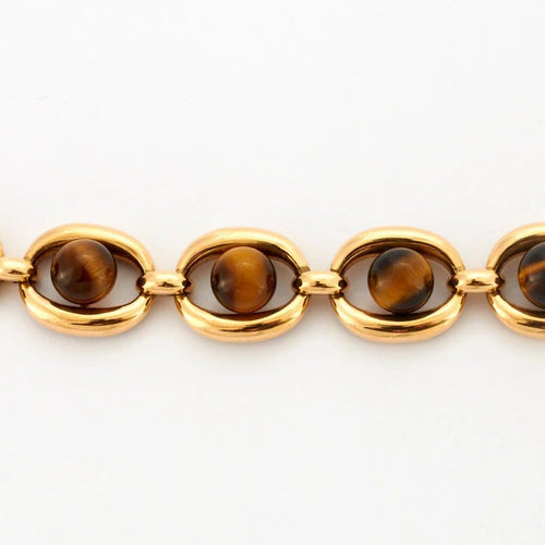 Bracelet Boucheron - Bracelet vintage en or 750 et œil de tigre 58 Facettes
