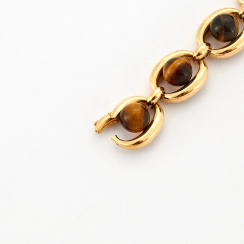Bracelet Boucheron - Bracelet vintage en or 750 et œil de tigre 58 Facettes