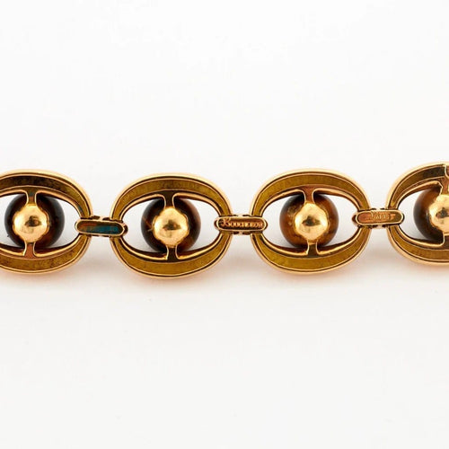 Bracelet Boucheron - Bracelet vintage en or 750 et œil de tigre 58 Facettes