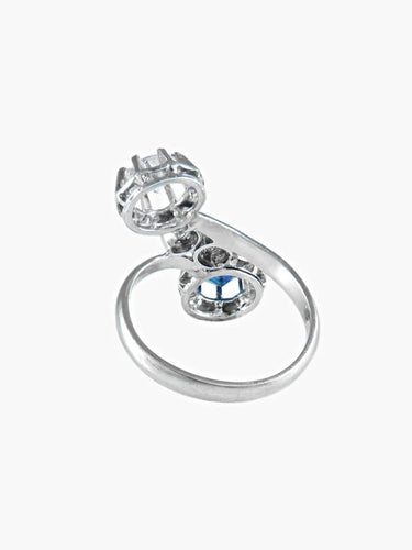 Bague 52 ASTRA - Bague Toi & Moi en or blanc, saphir et diamant 58 Facettes