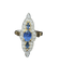 Bague 54 Bague marquise en or jaune et or blanc 18 carats, saphirs et diamants 58 Facettes