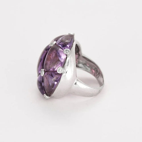 Bague 52 1/2 Bague en or blanc 18 carats, améthyste et diamants 58 Facettes 239