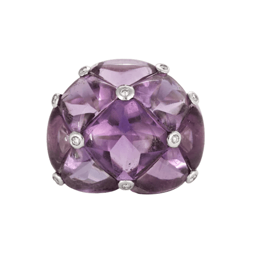 Bague 52 1/2 Bague en or blanc 18 carats, améthyste et diamants 58 Facettes 239