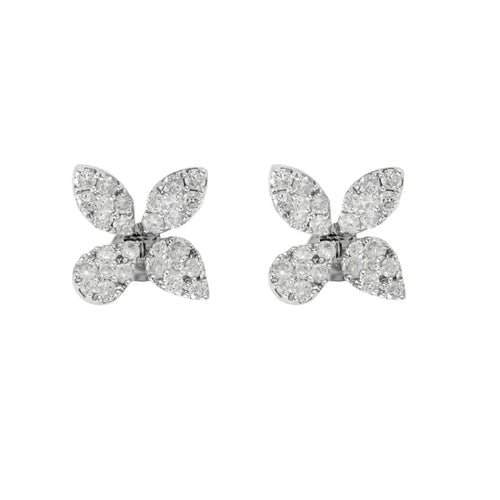 Boucles d'oreilles Boucles d’oreilles en or blanc en forme de trèfle et diamants 58 Facettes F59