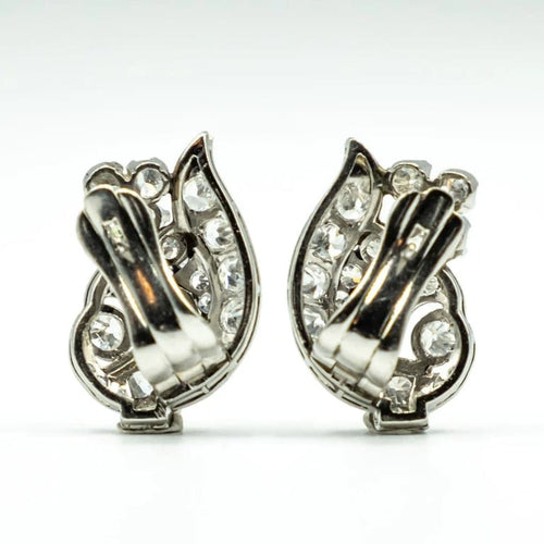 Boucles d'oreilles Boucles d’oreilles en platine serties de diamants taille ancienne 58 Facettes A880002