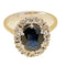 Bague 53 Bague marguerite en or gris 18K et saphir ovale 58 Facettes