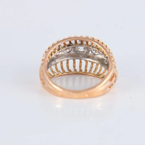 Bague 54 Bague ajourée bicolore en or jaune 18 ct et platine, diamants 58 Facettes 1