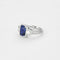 Bague 53 Bague en or blanc 18 carats avec saphir radiant 3,87 ct et diamants 58 Facettes