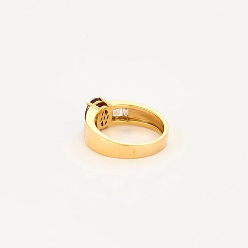 Bague 54 Bague en or jaune 18 carats avec rubis et diamants 58 Facettes