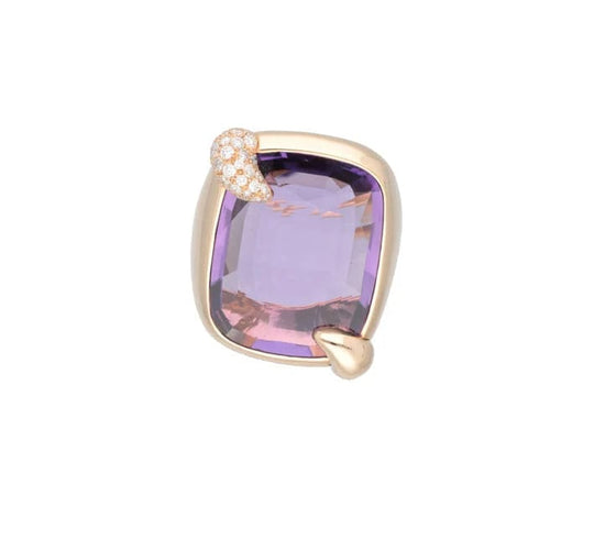 Bague 53 Pomellato Ritratto - Bague Maxi en or avec améthyste et diamants 58 Facettes