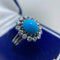 Bague 57 Bague en or blanc 18 kt avec turquoise et diamants 58 Facettes
