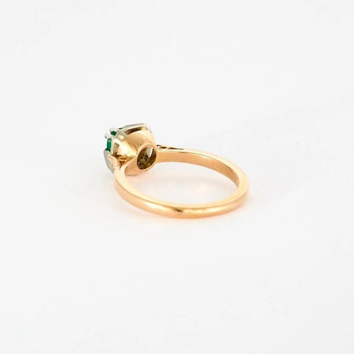 Bague 54 Bague en or jaune 18 carats avec émeraude taille brillant 58 Facettes 2023451